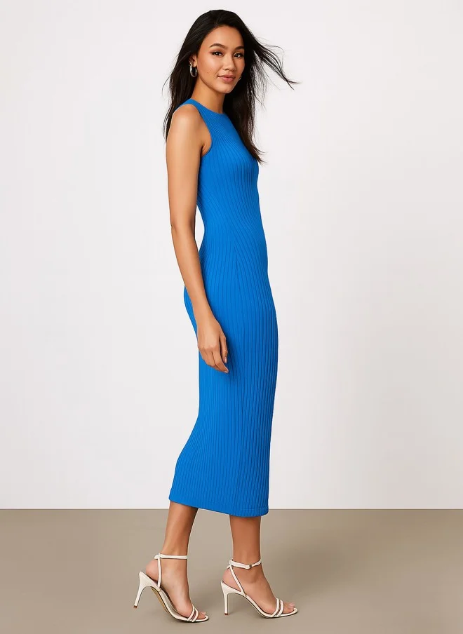 SASSAFRAS Bodycon Midi Dress for Women in Blue