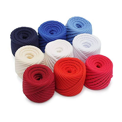 Bobilon T-Shirt Yarn Set, 9 Balls of 196 Yards Each, Organic Cotton T-Yarn for Crocheting and Knitting, American Set - Image 3