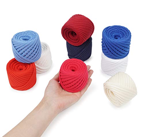 Bobilon T-Shirt Yarn Set, 9 Balls of 196 Yards Each, Organic Cotton T-Yarn for Crocheting and Knitting, American Set - Image 2