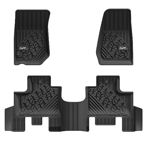 3W Floor Mats Fit for Jeep Wrangler JK 2014-2018 Unlimited 4 Door Only (Non JL or 4XE) TPE All Weather Custom Fit Floor Liner for Jeep Wrangler JK 1st and 2nd Row Full Set Car Mats, Black - Image 1