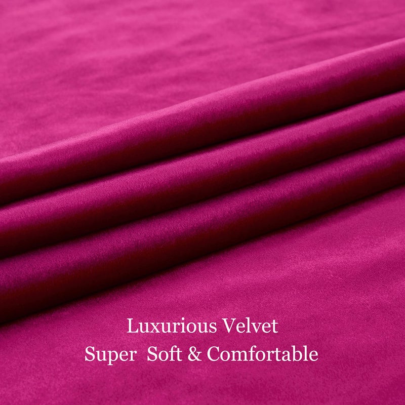 BULBUL Living Room Velvet Window Curtains 90 inch Length- 2 Panels Hot Pink Blackout Window Drapes Curtains Thermal Insulated Room Darkening Decor Grommet Curtains for Bedroom - Image 5