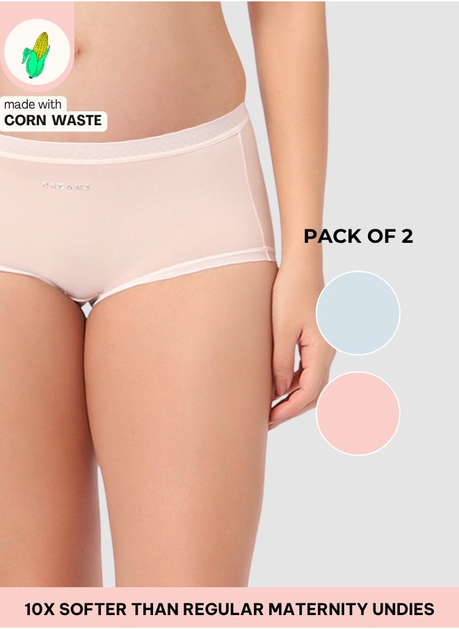 Intimate Queen Corn Bae Maternity Lacy Boy Shorts – Ultra-Soft, No Roll-Ups & Gusset Support, Full Coverage Comfort for Every Trimester (Pack Of 2)  - Image 1