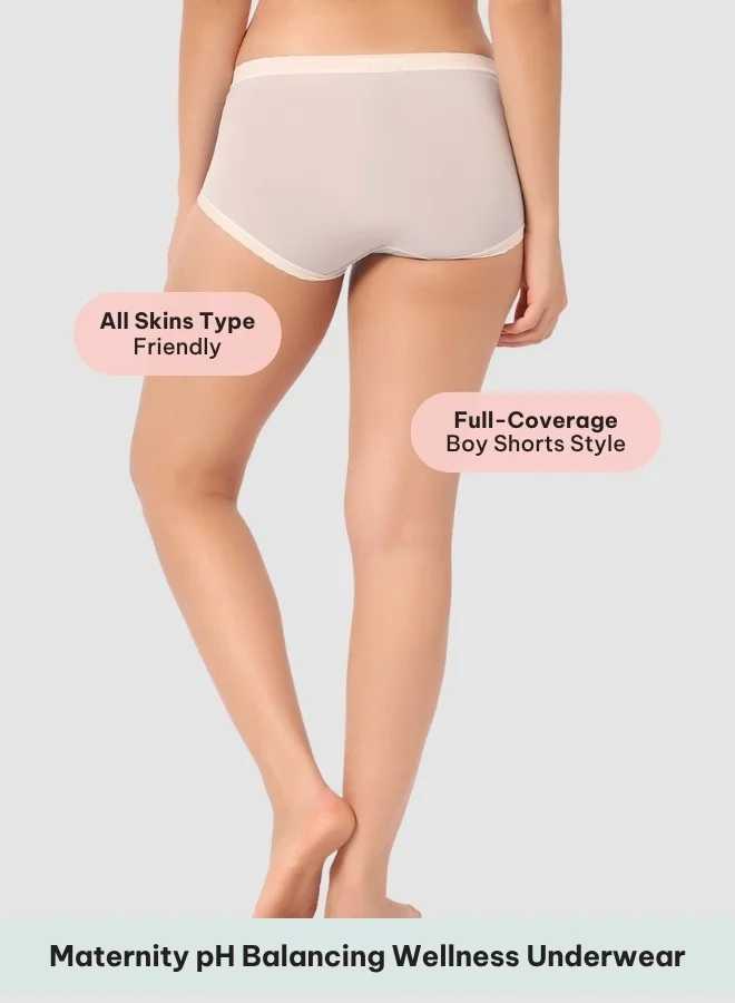 Intimate Queen Light Pink, Light Blue Corn Bae Maternity Lacy Boy Shorts – Ultra-Soft, No Roll-Ups & Gusset Support, Full Coverage Comfort for Every Trimester (Pack Of 2) for Women | Best Price UAE