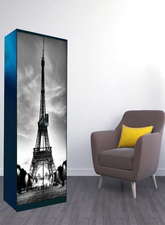 Decor1ders ملصقات خزانة ملابس ذاتية اللصق من ديكور1درز | ورق جدران وملصقات جدارية لأبواب خزائن الملابس (لون رمادي - برج خزانة ملابس) مقاس كبير جدًا (213 × 99 سم) ملصقات لأبواب خزائن الملابس المنزلية لخزانتك - Image 1
