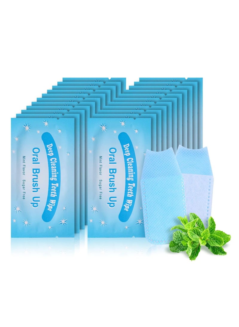50 Pcs Teeth Cleaning Tablets, Disposable Finger Brush Teeth Wipes Bulk Finger Toothbrush Textured Surface Deep Teeth Cleaning Finger Wipes Oral Wipes for Adults Teeth Mouth - Image 1