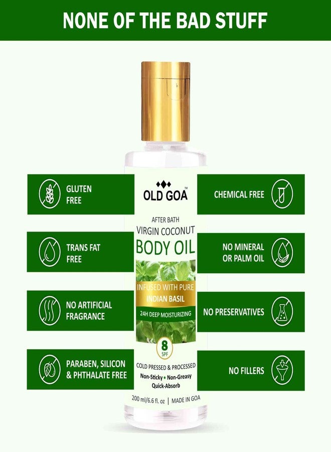 OLDGOA After Bath Body Oil For Women Enriched With Indian Basil| For Glowing & Moisturising Skin | All Skin Types | Body Lotion | After Bath Oil | 200ML - Image 4