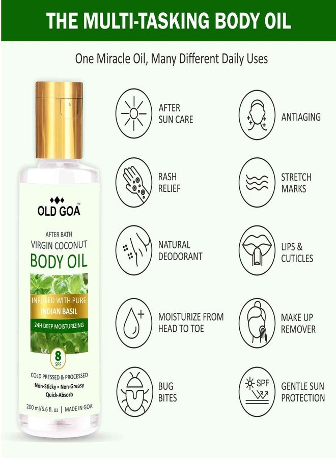 OLDGOA After Bath Body Oil For Women Enriched With Indian Basil| For Glowing & Moisturising Skin | All Skin Types | Body Lotion | After Bath Oil | 200ML - Image 2