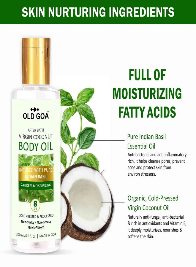 OLDGOA After Bath Body Oil For Women Enriched With Indian Basil| For Glowing & Moisturising Skin | All Skin Types | Body Lotion | After Bath Oil | 200ML - Image 3