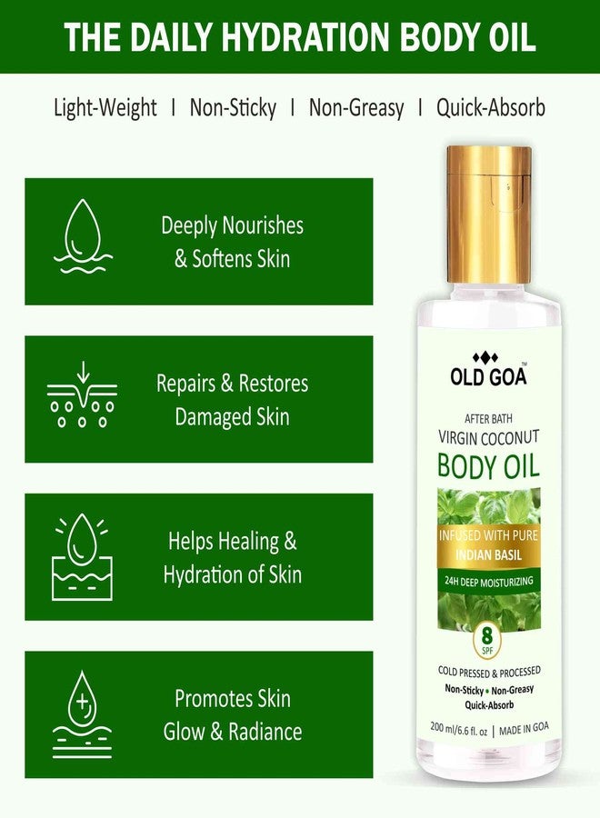 OLDGOA After Bath Body Oil For Women Enriched With Indian Basil| For Glowing & Moisturising Skin | All Skin Types | Body Lotion | After Bath Oil | 200ML - Image 1