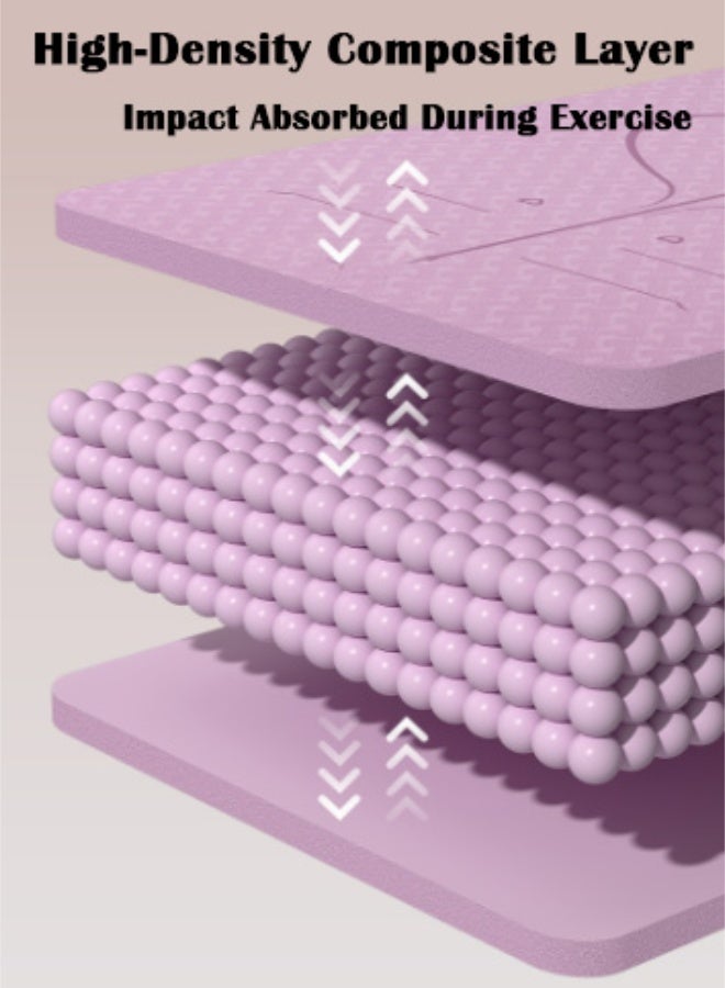 PHISMA Yoga Mat, Extra Thick 6MM TPE Fitness Exercise Mat with Carrying Sling & Storage Bag - Non-Slip Dual-Sided (183x80cm) - (Purple) - Image 5