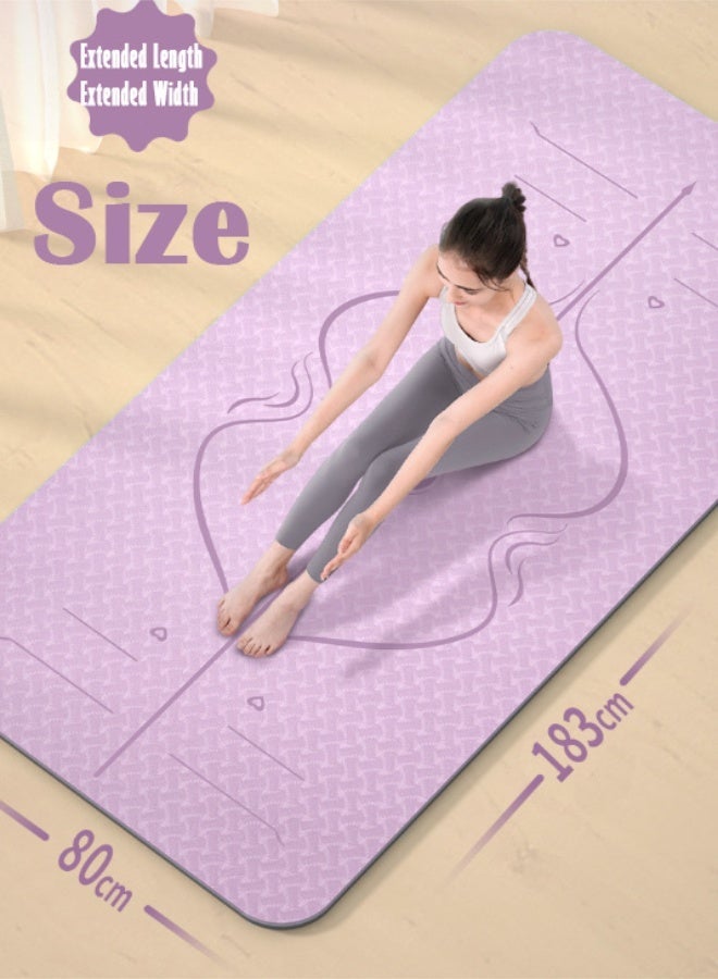 PHISMA Yoga Mat, Extra Thick 6MM TPE Fitness Exercise Mat with Carrying Sling & Storage Bag - Non-Slip Dual-Sided (183x80cm) - (Purple) - Image 2