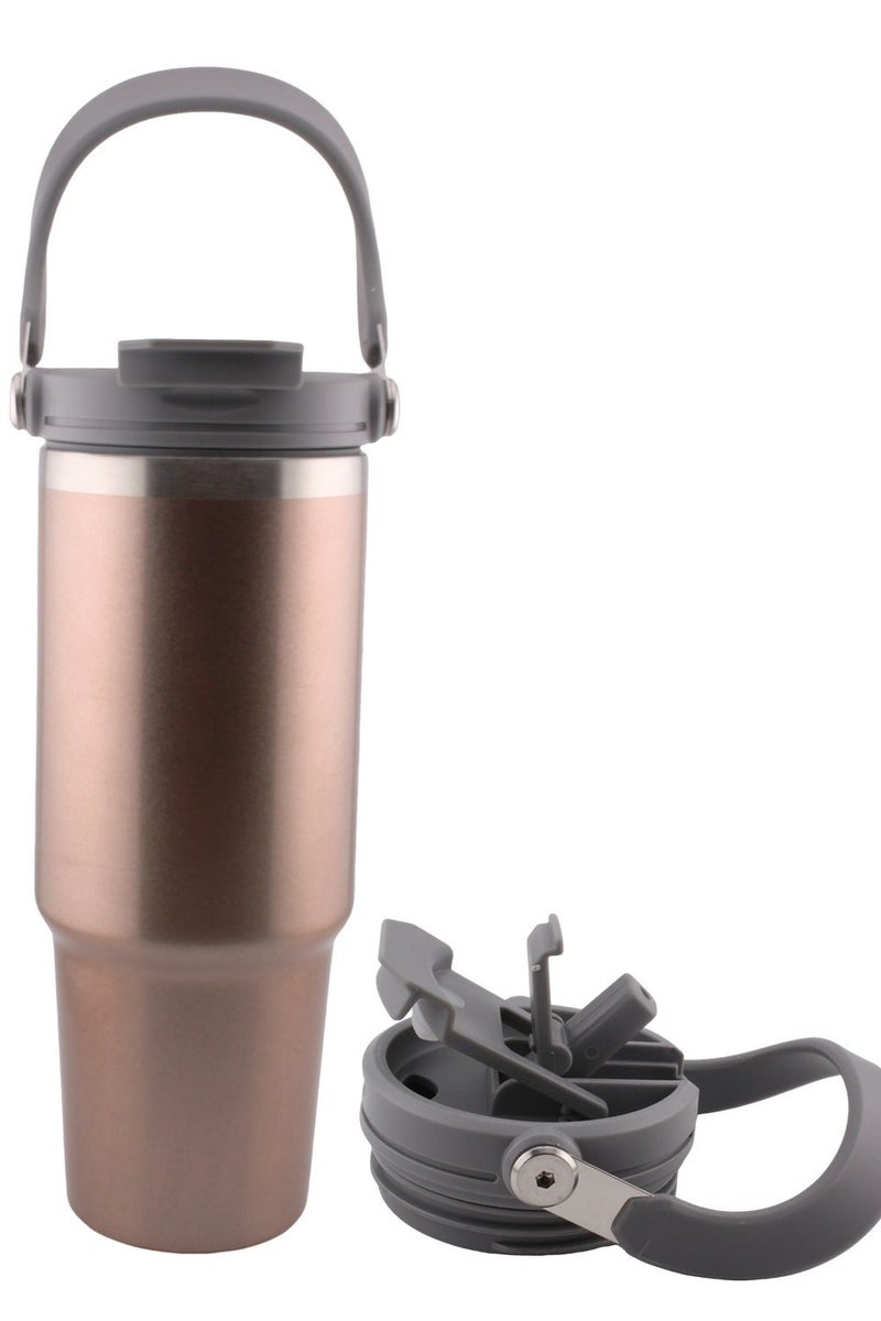 CRAVISTA 900ml Vacuum Insulated Cup – Stainless Steel Double Wall Travel Tumbler for Men, Women, Girls, Boys with Handle & Lid | Hot & Cold Flask Water Bottle for Office, Car, Gym, Outdoor (Copper) - Image 2