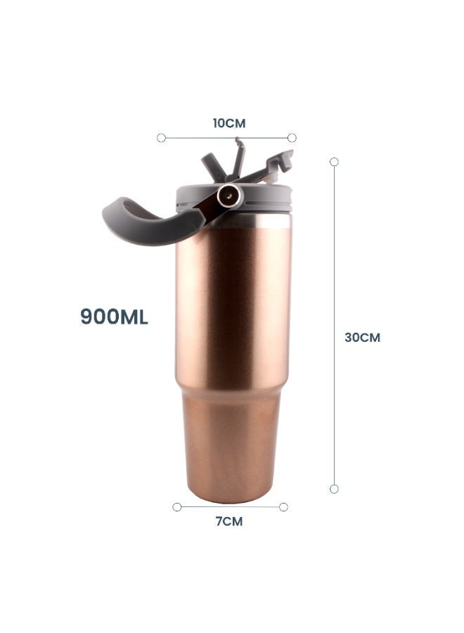 CRAVISTA 900ml Vacuum Insulated Cup – Stainless Steel Double Wall Travel Tumbler for Men, Women, Girls, Boys with Handle & Lid | Hot & Cold Flask Water Bottle for Office, Car, Gym, Outdoor (Copper) - Image 5