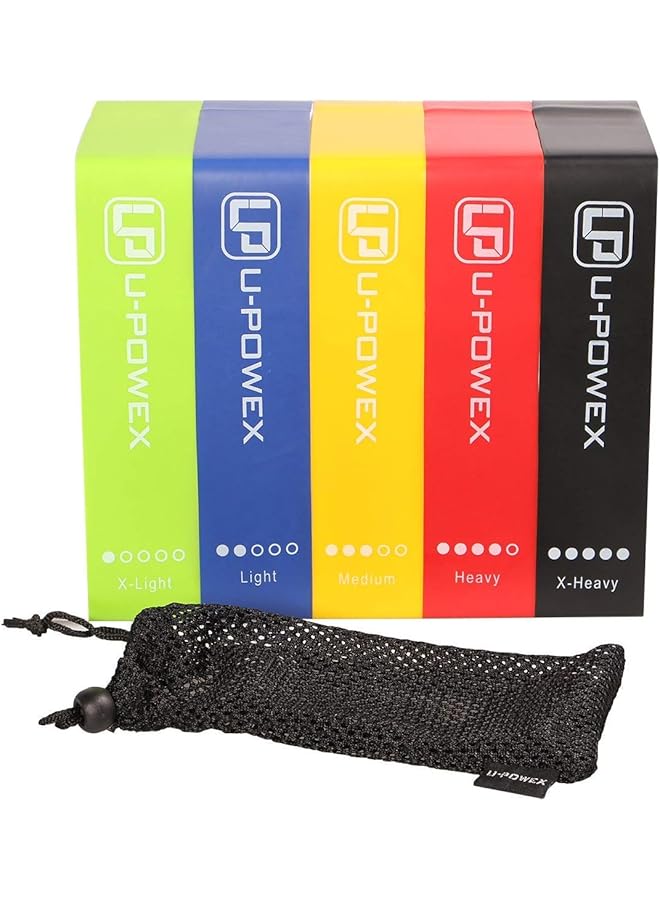U-POWEX 5PCS/Set Resistance Band fitness 5Levels Latex Gym Strength Training Rubber Loops Bands - Image 4