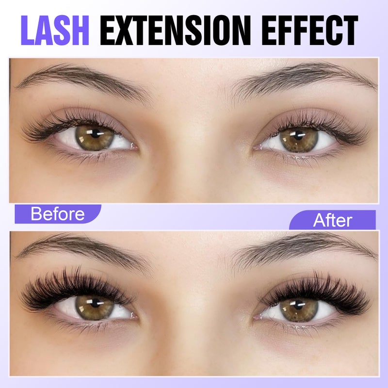Pawotence Lash Clusters 40D 280pcs Cluster Eyelash Extensions 9-16mm Mix Eyelash Clusters Lash Extension Individual Lashes for Self Application (40D, 0.07D, 9-16mm) - Image 3