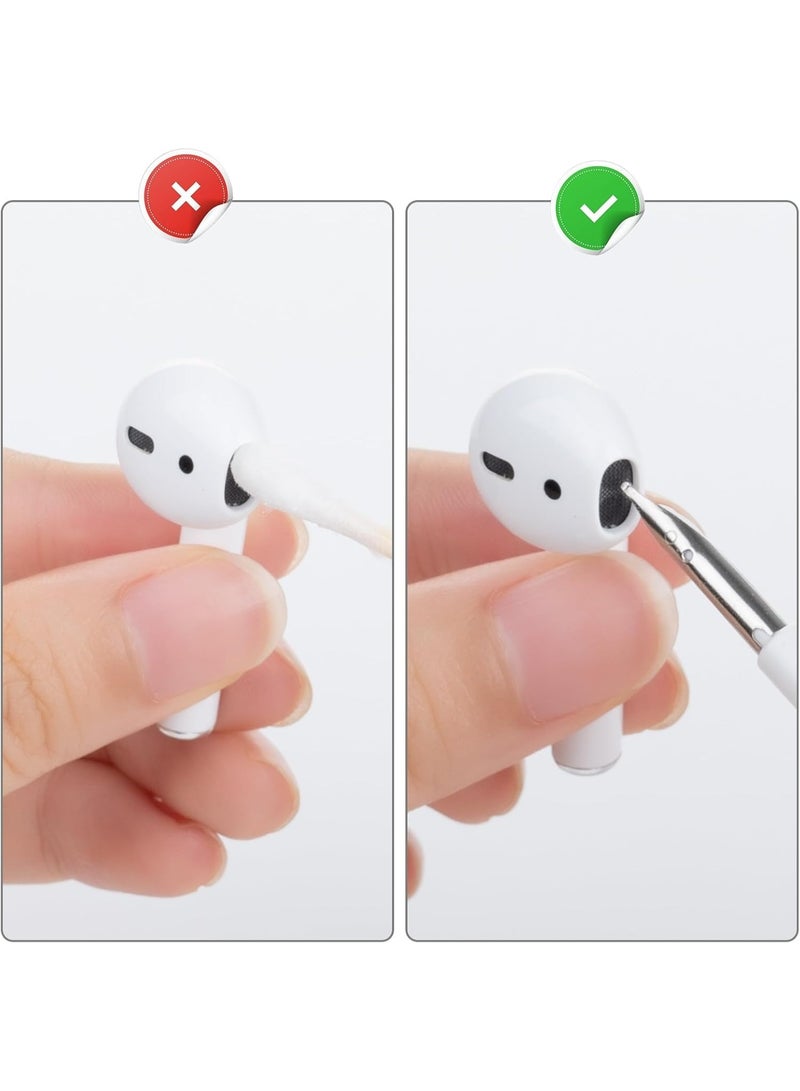 Cleaning Kit for AirPods Earphone Cleaner Kit Compatible with all AirPods with Soft Brush, Metal Tip, Sponge, Multifunction Cleaner Kit for Earbuds/AirPods Cases_white - Image 3