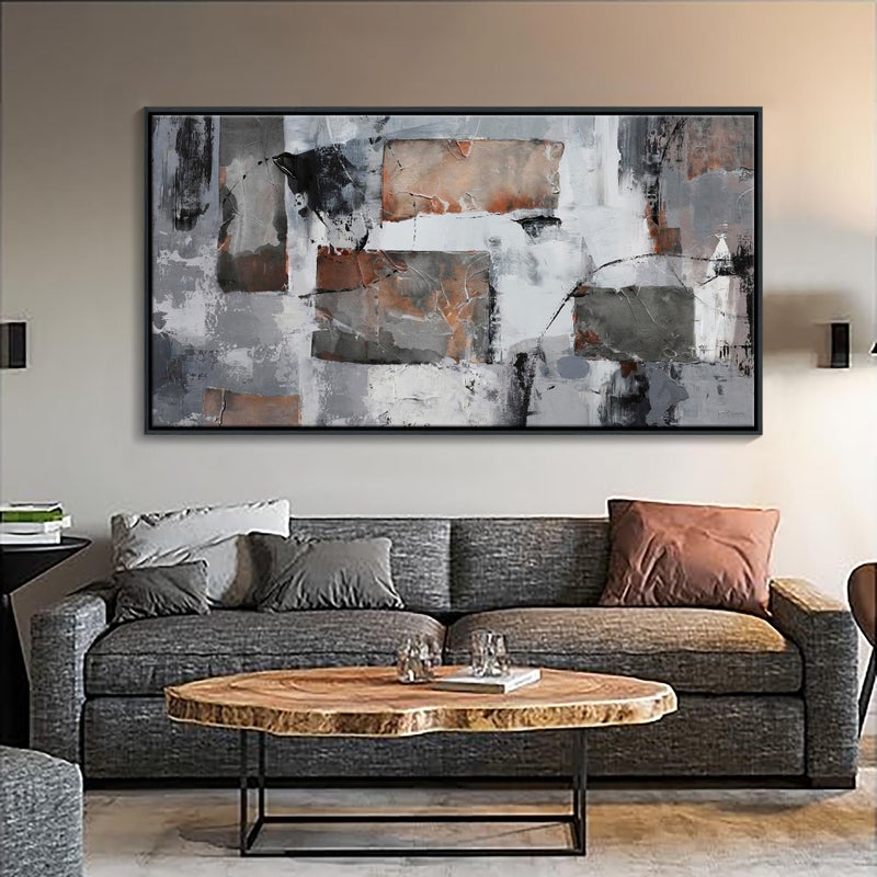 Pogusmavi Large Abstract Wall Art - Gray and Black Modern Canvas Wall artwork, Framed Room Wall Decor for Living Room, Bedroom, and Office, Aesthetic Bedroom Wall Art Above Bed, Office Decorations for Work - Image 1