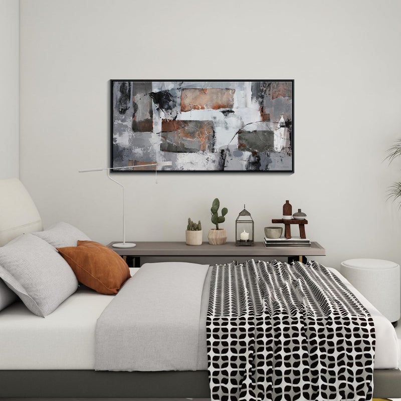 Pogusmavi Large Abstract Wall Art - Gray and Black Modern Canvas Wall artwork, Framed Room Wall Decor for Living Room, Bedroom, and Office, Aesthetic Bedroom Wall Art Above Bed, Office Decorations for Work - Image 4