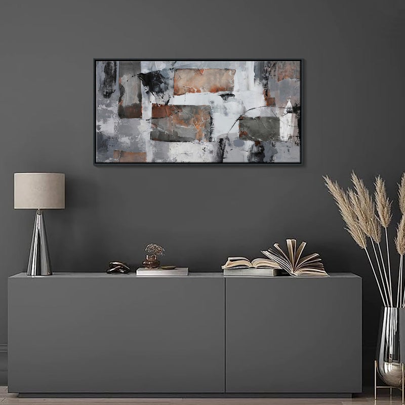 Pogusmavi Large Abstract Wall Art - Gray and Black Modern Canvas Wall artwork, Framed Room Wall Decor for Living Room, Bedroom, and Office, Aesthetic Bedroom Wall Art Above Bed, Office Decorations for Work - Image 3