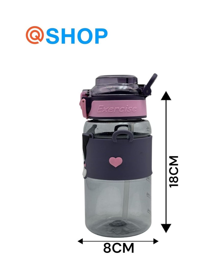 QSHOP - 600ml Healthy Premium Quality Kids Water Bottle Acrylic Kids Cup Portable Baby Bottle with Straw, Fashion Design Large Capacity BPA Free Water Bottle for School, Shopping, Sports, Travel - Image 1