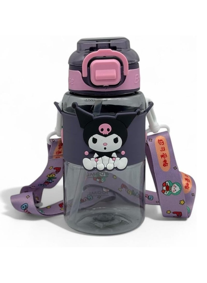 QSHOP - 600ml Healthy Premium Quality Kids Water Bottle Acrylic Kids Cup Portable Baby Bottle with Straw, Fashion Design Large Capacity BPA Free Water Bottle for School, Shopping, Sports, Travel - Image 1