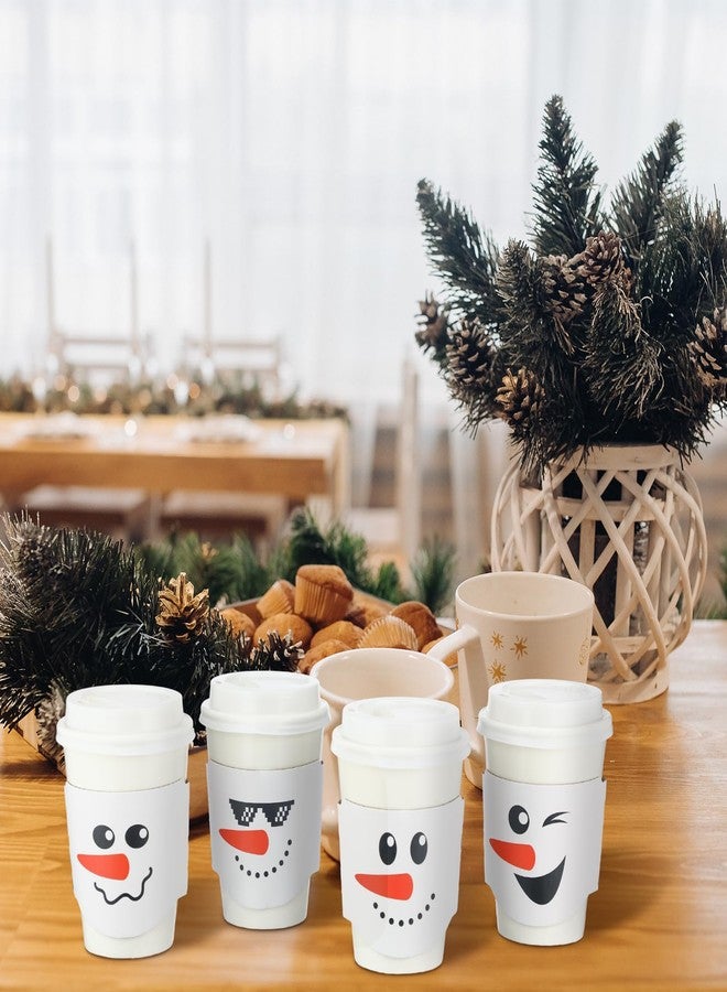Ziliny 100 Pack 12 oz Christmas Disposable Paper Cups with Lids and Coffee Cup Sleeves Xmas Chocolate Cups Holiday Coffee Cups Snowman Paper Cups for Hot Cold Drinks Beverage Party Supplies - Image 5