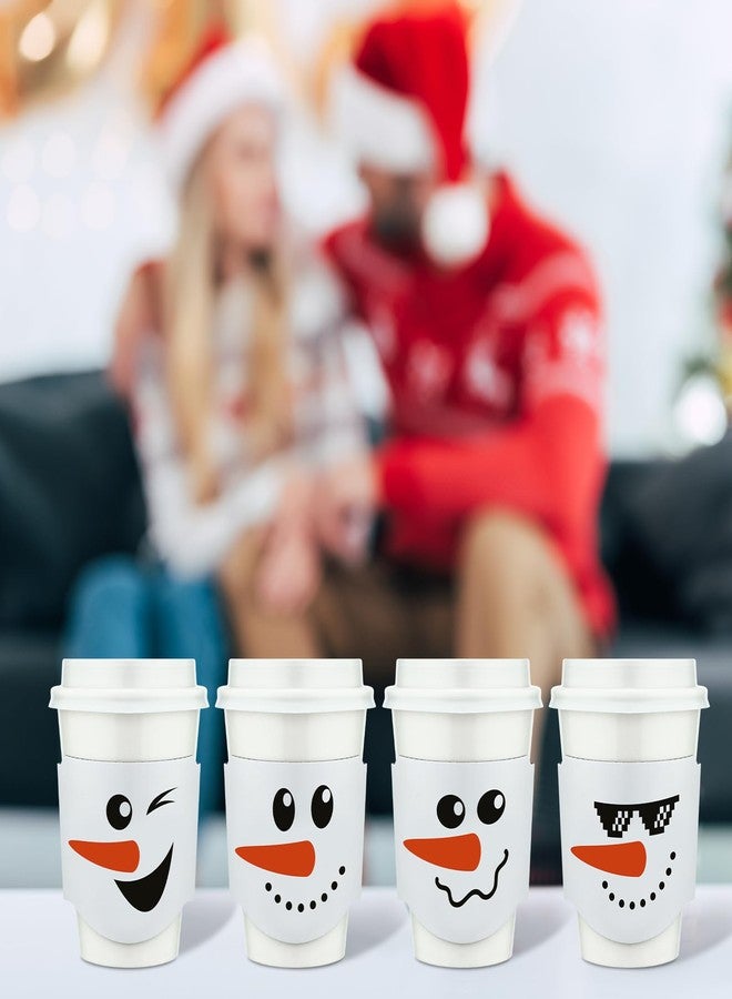 Ziliny 100 Pack 12 oz Christmas Disposable Paper Cups with Lids and Coffee Cup Sleeves Xmas Chocolate Cups Holiday Coffee Cups Snowman Paper Cups for Hot Cold Drinks Beverage Party Supplies - Image 4