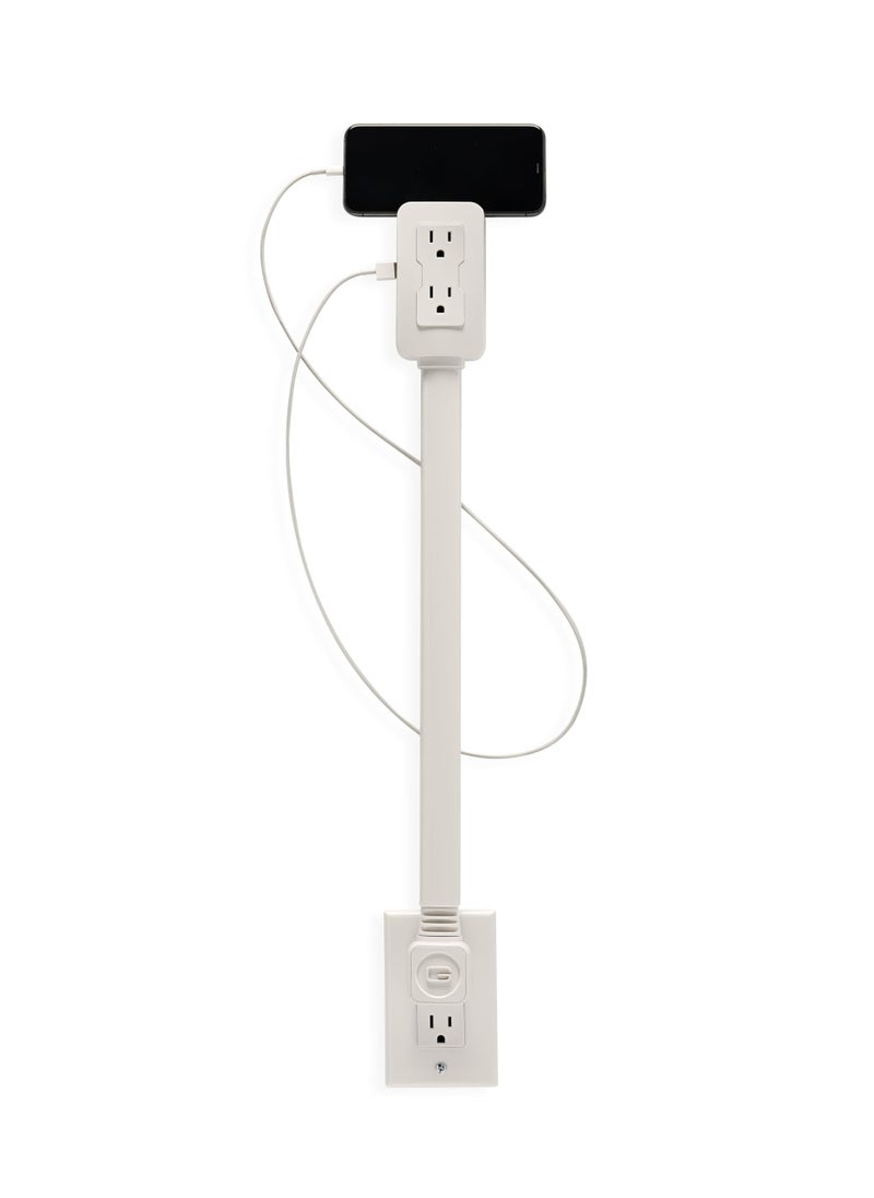 Generic - Electrical Outlet Extender. Access Hard-to-Reach Outlets! Features USB-A, USB-C, and 2 AC Outlets, Extends 22"-34", Rotates 180°. Use Behind Couches, Nightstands, Desks, and More. - Image 1