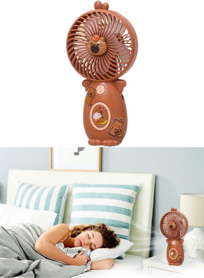 Handheld Cute Cartoon Mini Electric Fan, 300mAh, Portable Charging USB for Kids Students for Car & RV Plastic Material, One Wind Speed - Multicolor - Image 2