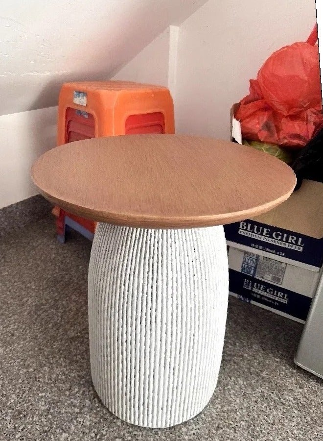 Modern Scandinavian Design Round Side Table Round Edges Smooth Finish Pedestal Side Table End Table for Living Room Bedroom Home Office Furniture 43x50.5 cm (Fully Assembled)