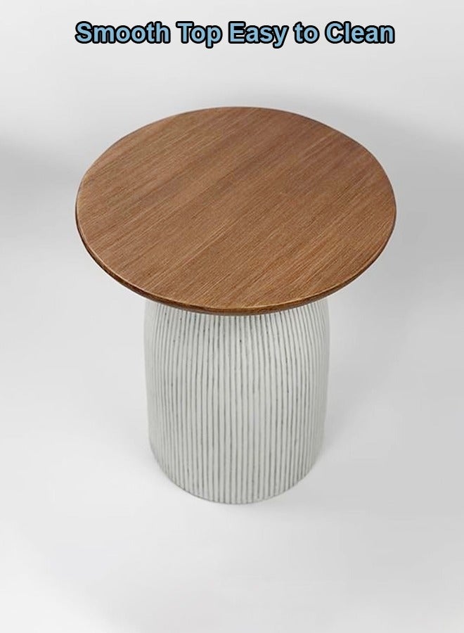 Modern Scandinavian Design Round Side Table Round Edges Smooth Finish Pedestal Side Table End Table for Living Room Bedroom Home Office Furniture 43x50.5 cm (Fully Assembled)