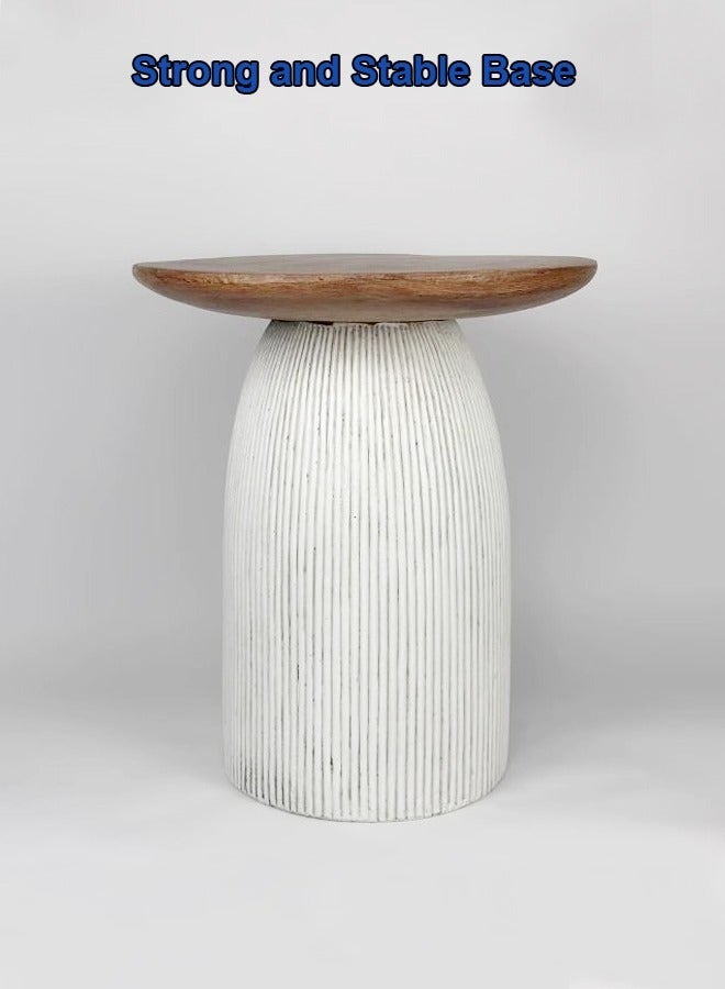 Modern Scandinavian Design Round Side Table Round Edges Smooth Finish Pedestal Side Table End Table for Living Room Bedroom Home Office Furniture 43x50.5 cm (Fully Assembled)