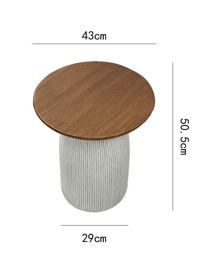 Modern Scandinavian Design Round Side Table Round Edges Smooth Finish Pedestal Side Table End Table for Living Room Bedroom Home Office Furniture 43x50.5 cm (Fully Assembled)