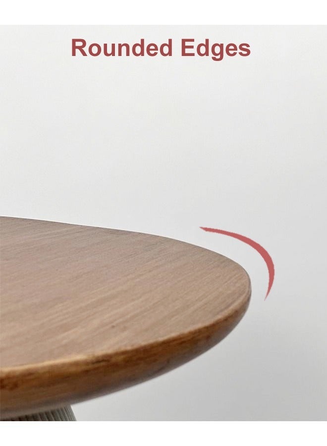 Modern Scandinavian Design Round Side Table Round Edges Smooth Finish Pedestal Side Table End Table for Living Room Bedroom Home Office Furniture 43x50.5 cm (Fully Assembled)