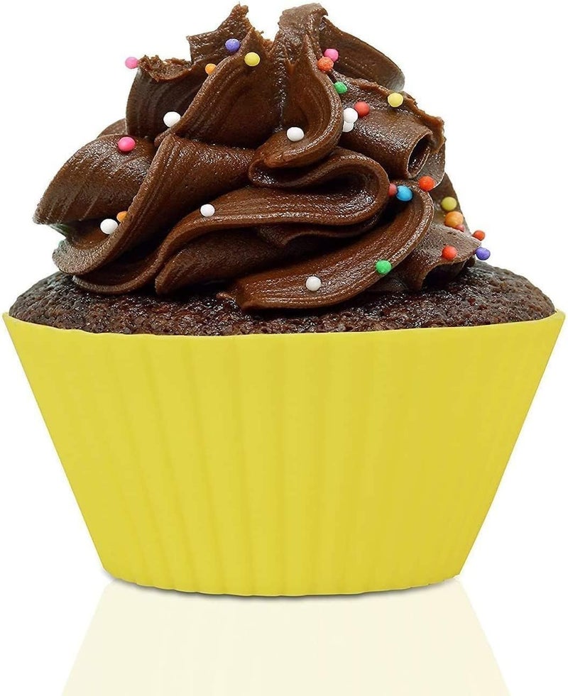 Silicone Cupcake Baking Molds - Non-Stick Baking Molds for Cakes, Chocolates, Desserts - Reusable - 12 Colorful Cupcake Molds - Image 2