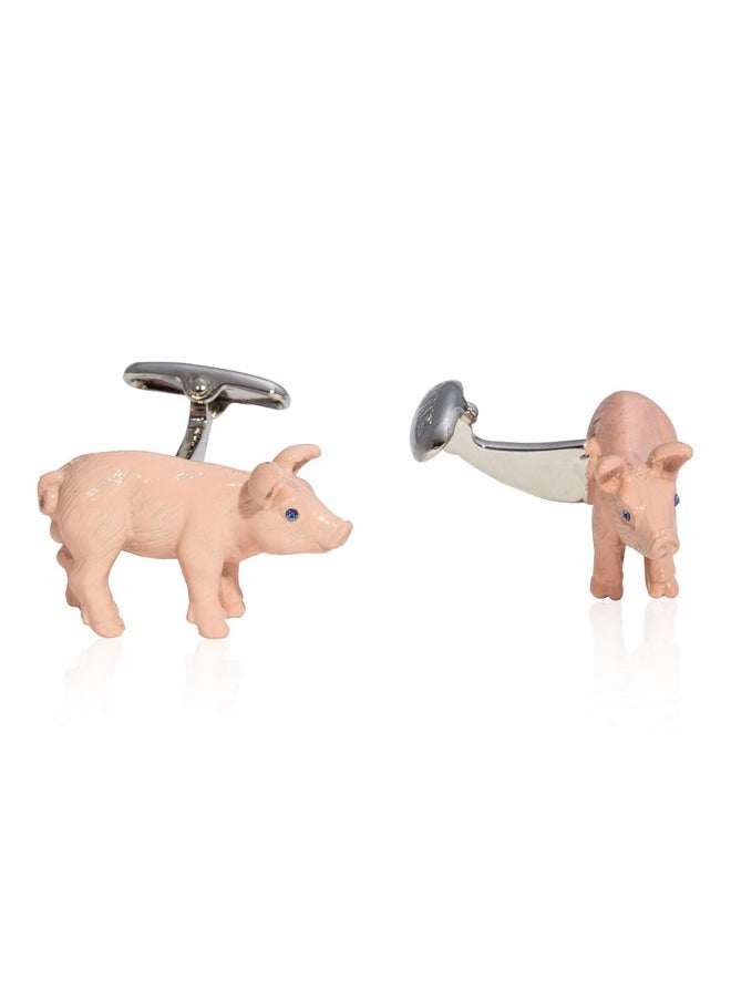 Safari Cuff-Daddy Painted Pig Cufflinks With Travel Presentation Gift Box  - Image 2