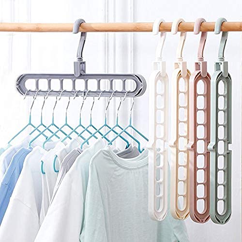 MeeTo Set of 4 Space Saving Hangers Multifunctional Smart Closet Organizer/Wardrobe Clothing Cascading Hanger 9 Slots/Design for Heavy Clothes, Shirts Pants Dresses - Image 4