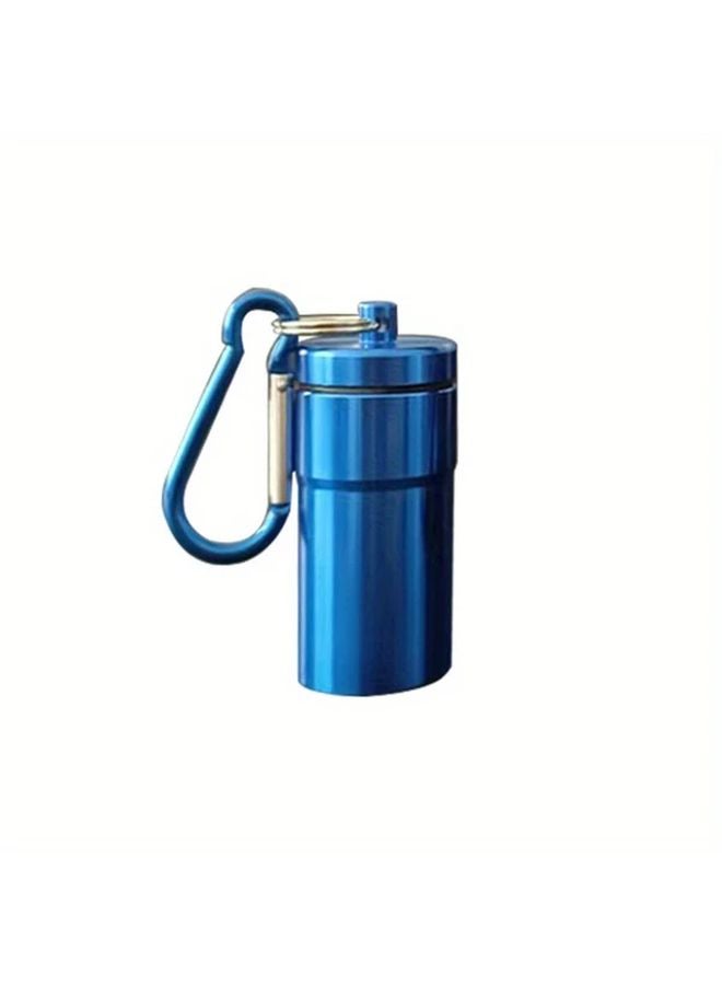 Blue Portable Windproof Pocket Ashtray With Keychain Secure Lid - Image 1