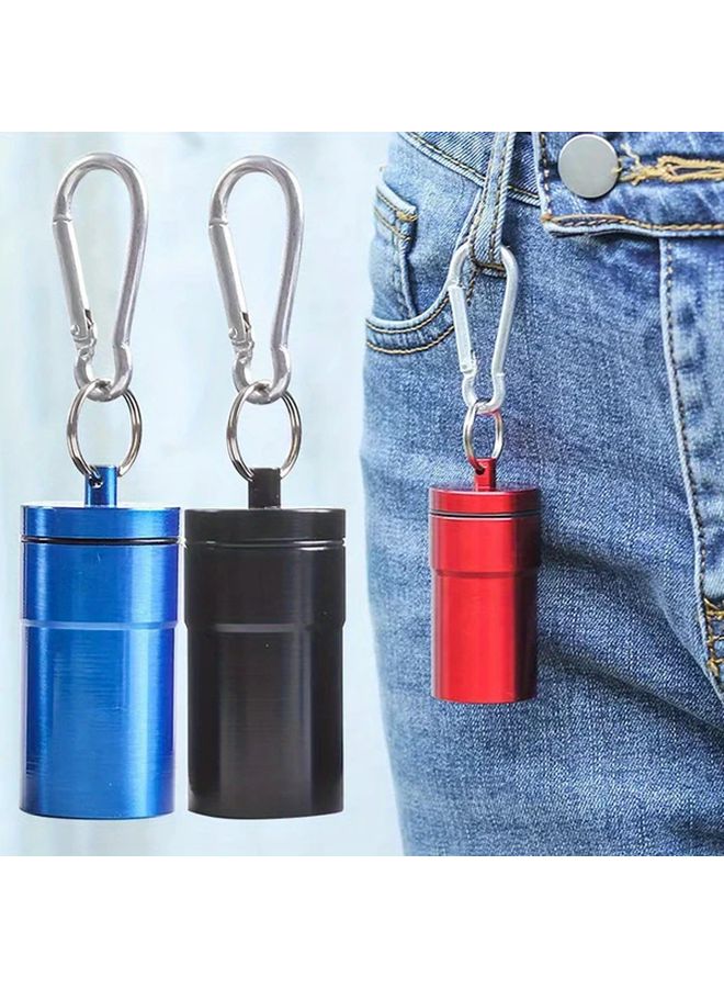 Blue Portable Windproof Pocket Ashtray With Keychain Secure Lid - Image 5