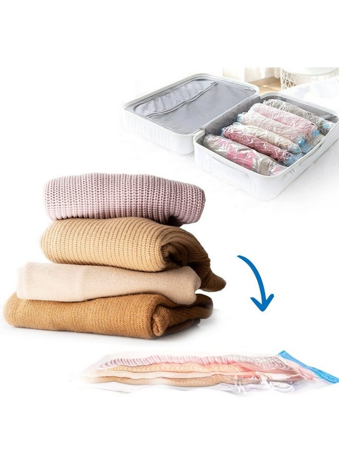 رايلان أكياس RYLAN Space Saver (عبوة من 5 قطع) قابلة لإعادة الاستخدام لتخزين الملابس والسفر والبطانيات واللحاف المنزلي مع مضخة يدوية (2 صغيرة + 2 متوسطة + 1 كبيرة + مضخة يدوية)  - Image 5
