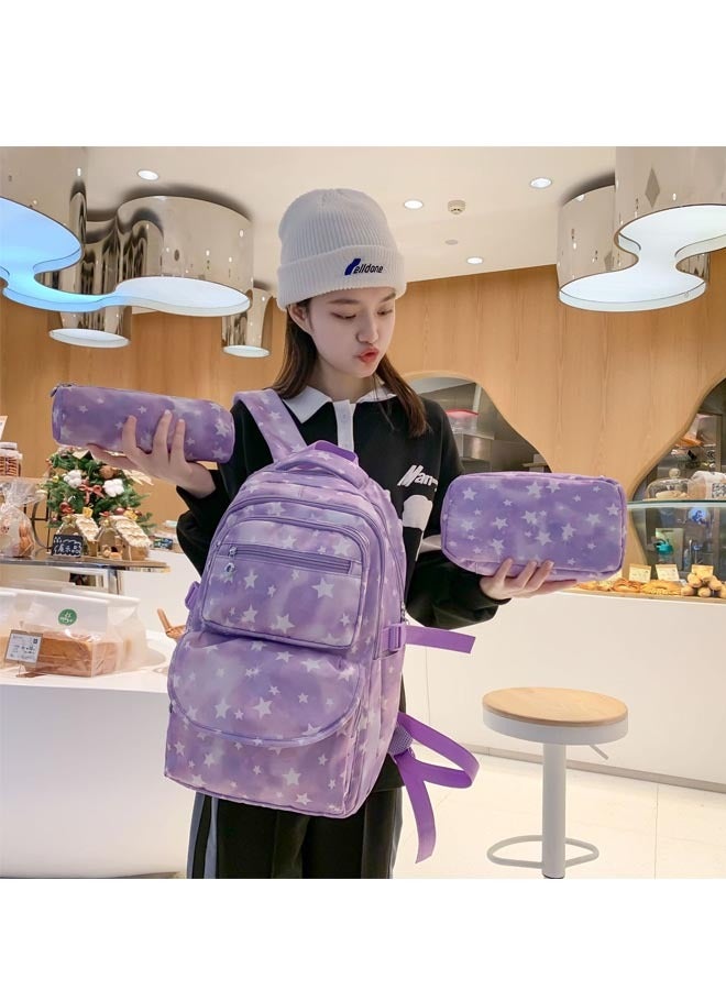 Simple Large-Capacity 3-Piece Backpack Set School Bag Shoulder Bag Pencil Bag Waterproof - Image 2