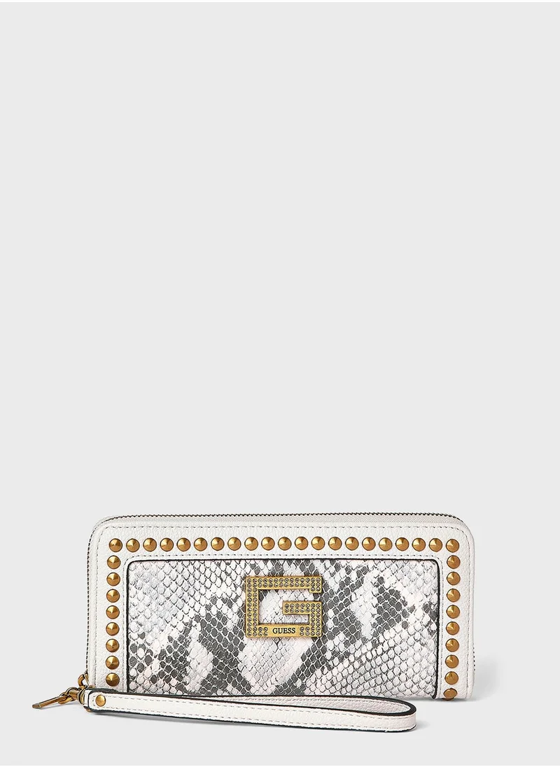 GUESS Snake Print Zipper Clutch