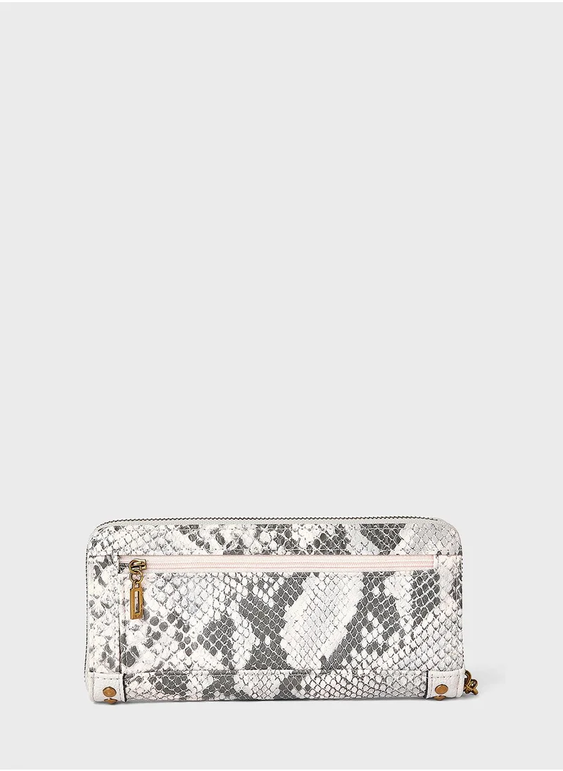 GUESS Snake Print Zipper Clutch