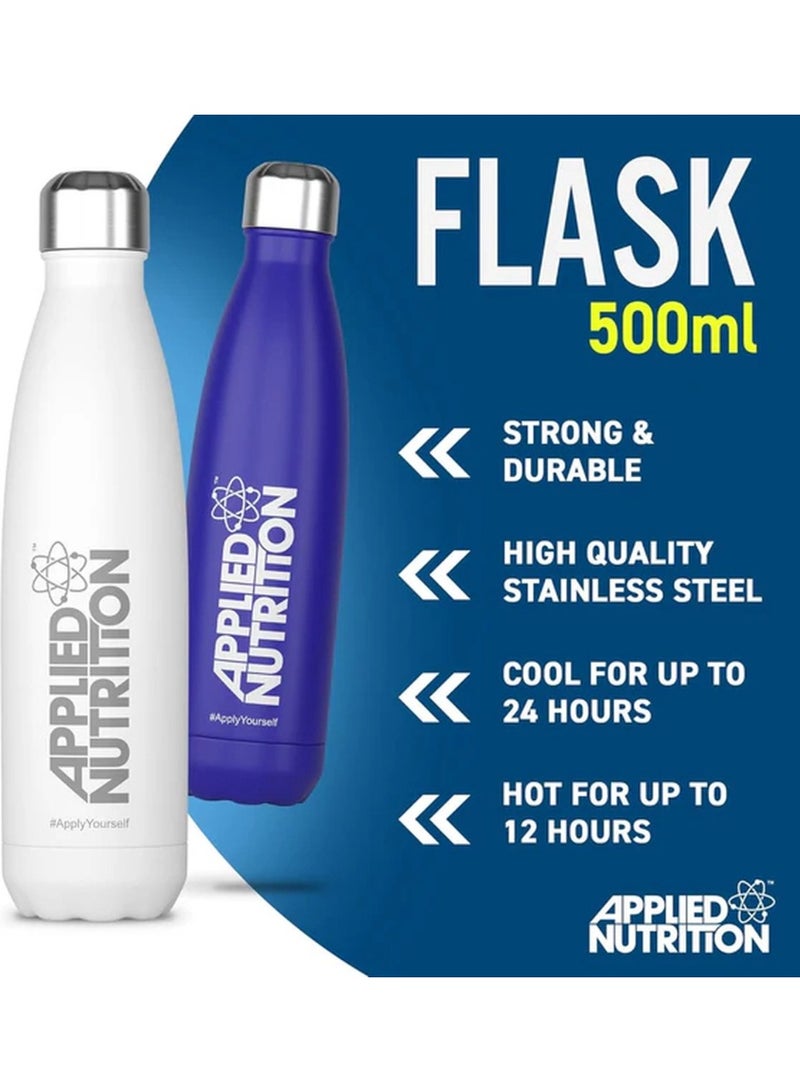 أبلايد نيوتريشن قارورة فاخرة من الفولاذ المقاوم للصدأ، سعة 500 مل، لون أزرق، مقاومة للتسرب، خالية من مادة BPA، معزولة بجدار مزدوج، ساخنة وباردة، صديقة للبيئة، آمنة للاستخدام في غسالة الأطباق - Image 2