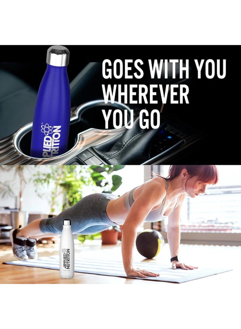 أبلايد نيوتريشن قارورة فاخرة من الفولاذ المقاوم للصدأ، سعة 500 مل، لون أزرق، مقاومة للتسرب، خالية من مادة BPA، معزولة بجدار مزدوج، ساخنة وباردة، صديقة للبيئة، آمنة للاستخدام في غسالة الأطباق - Image 4