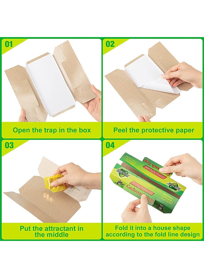GREEN KILLER 10 Pack Roach Catcher Sticky Cockroach Bait Traps Glue Cockroach Killer Bug Insect Pest Control for Indoor Home Office School Child and Pet Friendly - Image 3