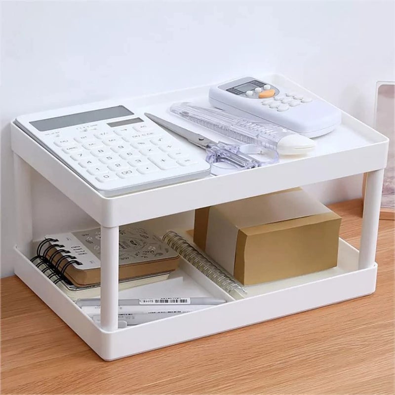 Cyrox Kitchen Storage Organizers Desk Storage Rack Double Layer Folding Desktop Storage Rack (1Pcs) - Image 1
