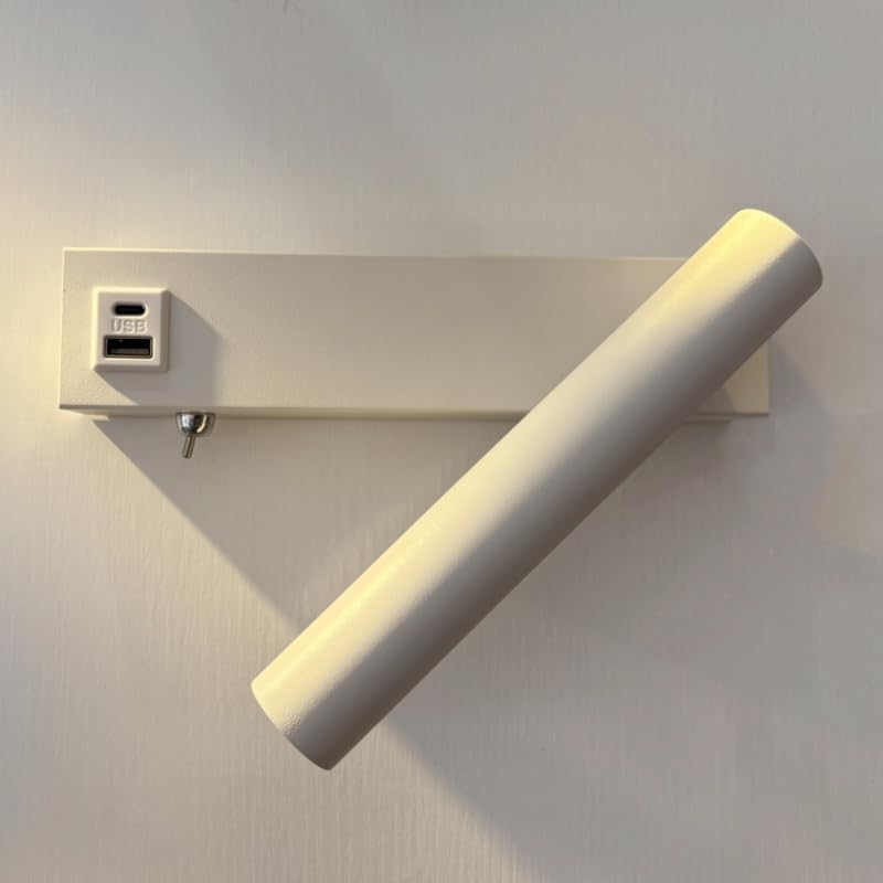Minimalist Rotatable Wall Lamp - Creative USB Reading Light for Living Room & Bedroom(4000K Neutral Light,White_5W) - Image 1