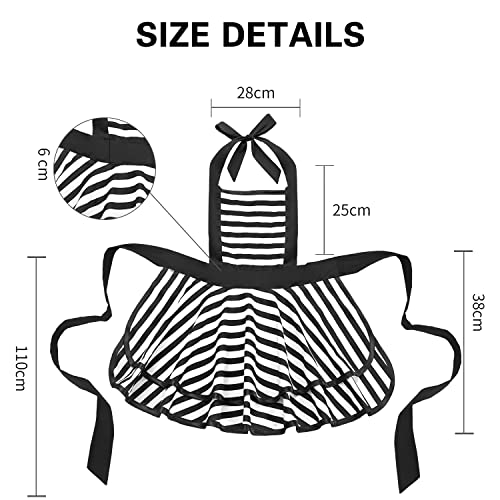 Violet Mist Cute Lovely Retro Apron for Women Girls Ladies - Sexy Vintage Black Striped 50s Apron for Christmas, Kitchen, Cooking, Mother's Gift - Image 4