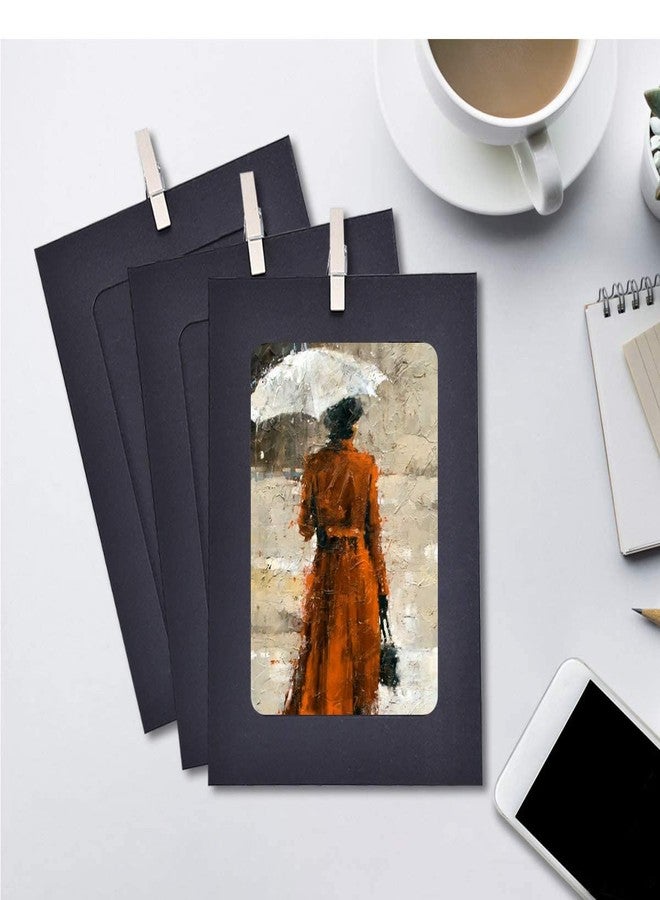 Prescent Paper Photo Frame 15 cm x 11.5 cm Craft Paper Picture Frames 20 PCS DIY Cardboard Photo Frames with Wood Clips and Jute Twine (Black, 20pcs) - Image 5